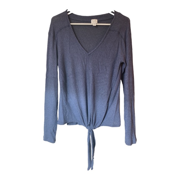 Evereve Peyton Jensen women’s ribbed stretchy shirt with front tie size XS - Picture 1 of 8